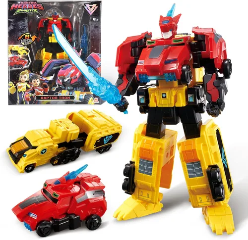 Vista 8 de QUANTUM HEROES DINOSTER Robot transformable 3 en 1 Mosa Storm, 8.66 pulgadas, juguetes para niños, juguetes transformables carrito y robot