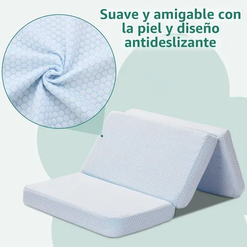 Vista 6 de Colchón de triple pliegue para jugar, 38 x 26 pulgadas, espuma viscoelástica transpirable de doble capa