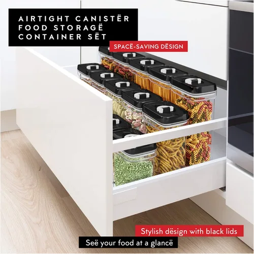 Vista 7 de DWËLLZA KITCHEN Recipientes herméticos para almacenamiento de alimentos con tapas, juego de 4 recipientes herméticos para cocina, juego