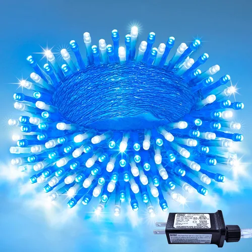 Vista 33 de JMEXSUSS 500 luces LED verdes de Navidad para interiores y exteriores, 8 modos de 163 pies, tira de luces verdes enchufables, cable transparente