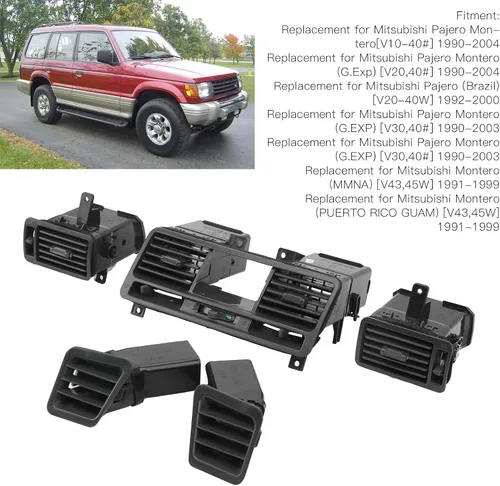 Vista 4 de Kit de ventilación de salpicadero 5 piezas de ventilación central, mb775268 compatible con pajero montero 1990 2004, actualización