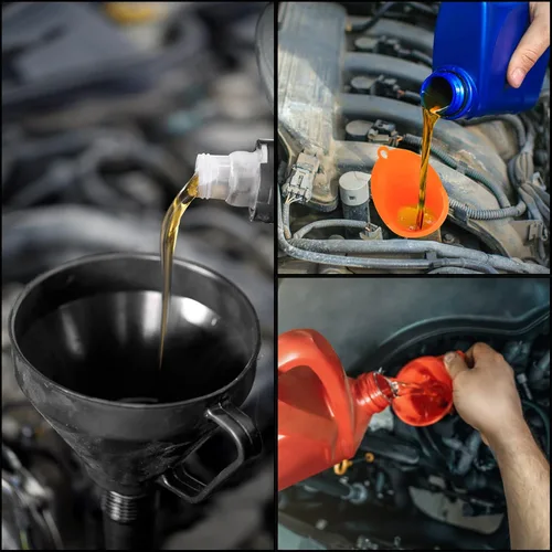 Vista 7 de Juego de embudos automotrices de 3 piezas, embudos de combustible de boca ancha, embudo de aceite de cuello largo de plástico, embudos flexibles