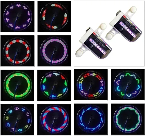 Vista 2 de Luces de rueda de bicicleta (paquete de 2) - Luces impermeables LED para radios de bicicleta - Gran regalo para niños y adultos - 30 cambios