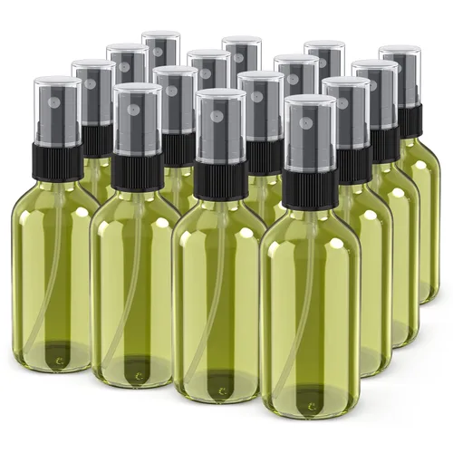 Vista 11 de Wedama Botella con atomizador, botellas de spray de vidrio de niebla fina de 2 onzas, recipientes de líquido recargables pequeños para regar la Ámbar