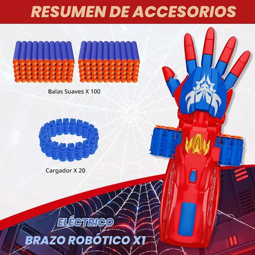 Vista 6 de Pistola de juguete de dardos de espuma motorizada de superhéroe, accesorios