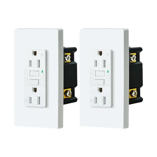 Vista 19 de SuperInk Toma GFCI negra de 15 amperios, toma eléctrica GFI negra, receptáculo de interruptor de circuito de falla de tierra, resistente a