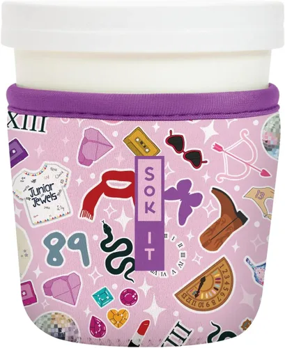 Vista 235 de Sok It IceCreamSok Cubierta de Neopreno Aislante (Floral Abstracto, Pintas de Helado Rectas)