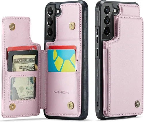 Vista 13 de Vinich Funda tipo cartera para Samsung Galaxy S22 con tarjetero, bloqueo RFID, ranuras de crédito, función atril, a prueba de golpes, para Galaxy
