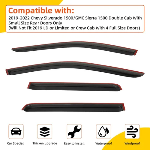 Vista 34 de Protectores de lluvia compatibles con Chevy/GMC C/K Extended Cab 1988