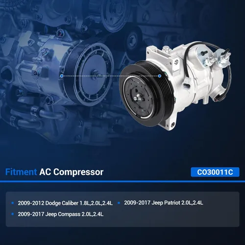Vista 2 de Autoround CO30011C Aire acondicionado A/C Compresor de CA con embrague compatible con Jeep Compass Patriot 2009-2017 2.0L 2.4L, Dodge Caliber