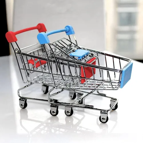Vista 6 de Carrito de compras mini, carrito de mano de supermercado, carrito de almacenamiento mini para supermercado, juguete decorativo para almacenamiento