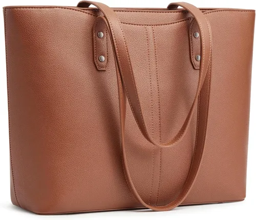 Vista 12 de S-ZONE Bolsa de mano para mujer, bolsos de trabajo, bolsos de mano, correa Café