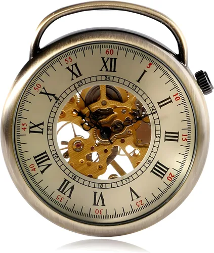 Carrie Hughes Reloj de bolsillo mecánico Steampunk de cara abierta para hombre con cadena CH336, Tono CH336, Retro