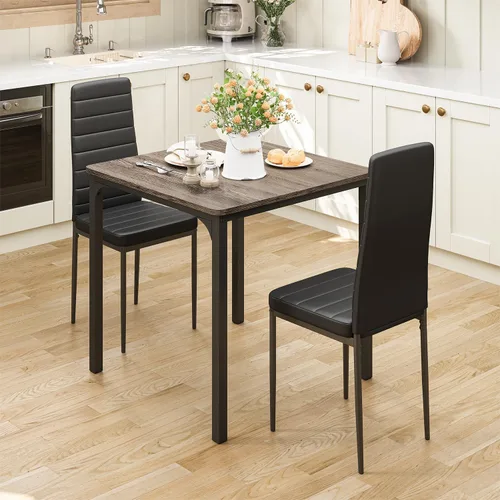Vista 11 de Gizoon Mesa de Cocina para 2, Juego de Mesa y Sillas de 2, Juego de Mesa de Cena de 3 Piezas con 2 Sillas Tapizadas de PU para Comedor, Sala de Negro