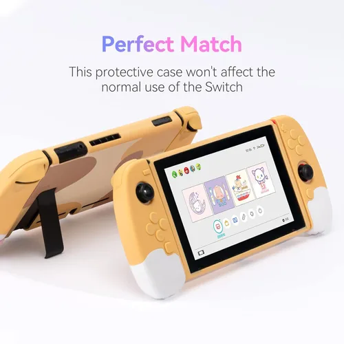 Vista 5 de GeekShare Soft Silicone Protective Case Compatible with Nintendo Switch Console and Joy Con- Shock-Absorption and Anti-Scratch Slim Cover Case with