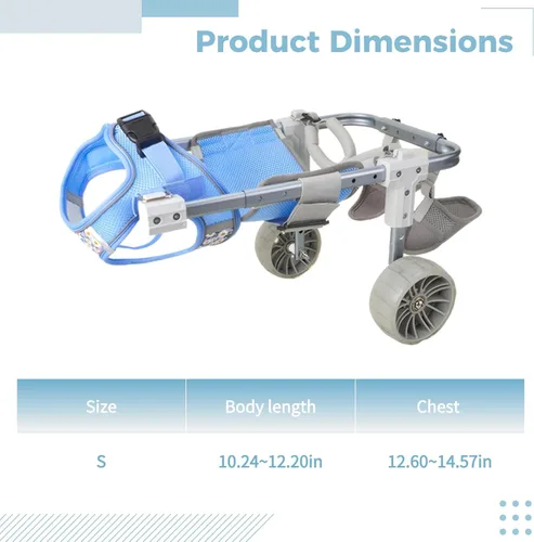 Vista 4 de Legs Back Dog Wheelchair, Cart Support Pet, Adjustable & Lightweight for Small, Medium Dogs, Retractable Design with Upgraded, Mobility Assistance