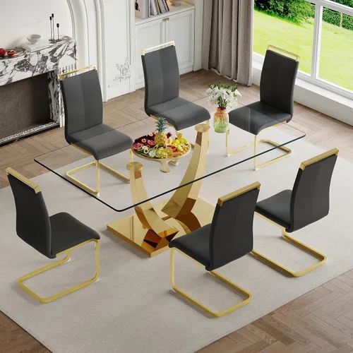 Vista 53 de Mesa de comedor moderna para mesa de comedor de mármol sintético de 4/6, 63 pulgadas, mesa de cocina rectangular, mesa de cocina y comedor de fácil