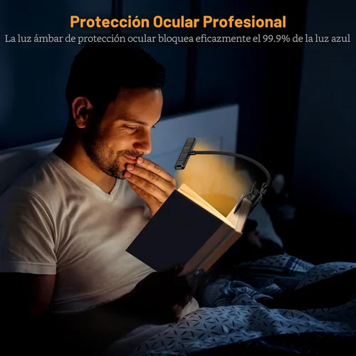 Vista 4 de Gritin Luz de Lectura Recargable de 19 LED para Leer en la Cama con Función de Memoria, Cuidado de los Ojos, 3 Temperaturas de Color, Brillo