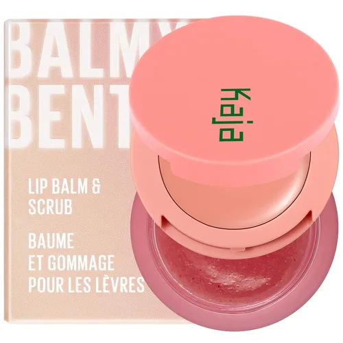 Vista 2 de KAJA Bálsamo labial Balmy Bento Exfoliante, con aceite de coco, tratamiento de acabado transparente, hidrata, exfolia, suaviza el cuidado