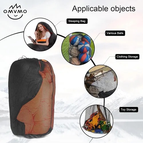Vista 7 de 1 saco de dormir de malla de 68L, bolsa de almacenamiento, bolsa de lavandería con cordón, malla de poliéster resistente al desgarro, parte inferior