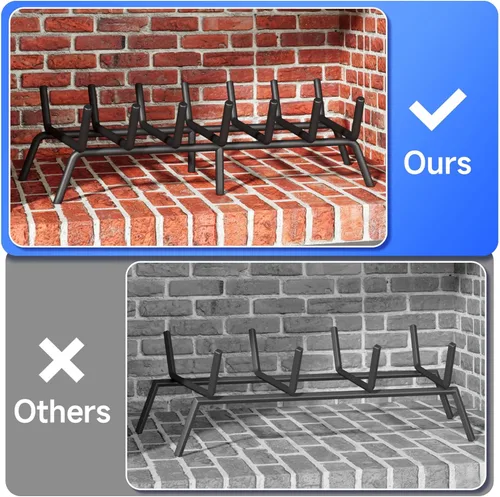 Vista 5 de Rejilla para chimenea de 17 pulgadas, soporte para leña, rejilla de estufa de leña resistente para interiores y exteriores, campamento, chimenea