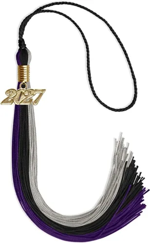 Vista 76 de Endea - Borla de graduación de triple color con gota de fecha dorada (negro/dorado/granate, 2020)