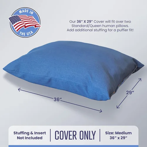 Vista 3 de Mayfield Funda de cama de perro mediano de mezclilla – Edredón con cremallera para cama de mascotas – Protección adicional para cama de perro o cama