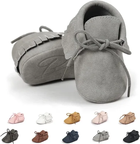 Mocasines para bebés y niñas, zapatos para bebés, suela suave, borlas y mocasines antideslizantes para cuna