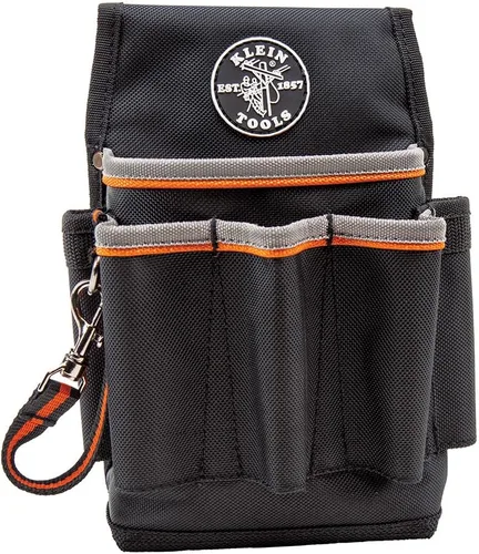 Vista 6 de Klein Tools 5240 Bolso para herramientas Tradesman Pro, con 9 bolsillos, cordón adhesivo, bucle de túnel de 2 pulgadas, excelente funda