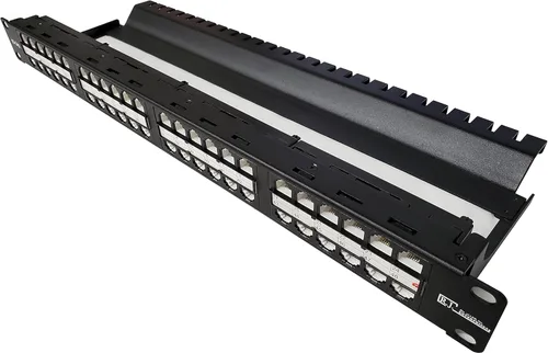 Vista 4 de R.J. Enterprises® -HDPP-48-C6A (48 puertos- en una U)-Sin punzón-10G, alta densidad, corte 50% espacio, 90% tiempo, alimentación, panel de conexión