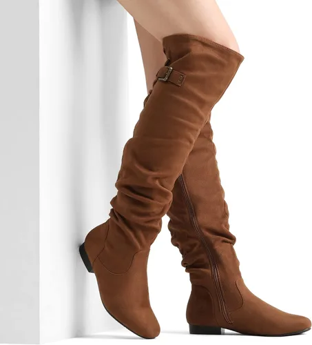 Vista 4 de DREAM PAIRS - Botas de ante para invierno, de altura al muslo, para mujer
