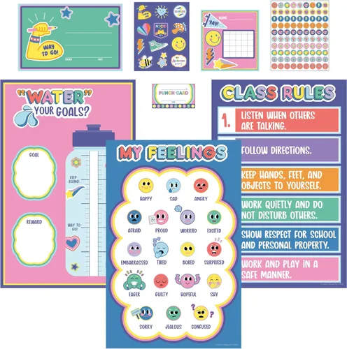 Vista 8 de Carson Dellosa Crafty and Cool Juego de Tablero de Anuncios Motivacional de 58 Piezas Bolsillos Llenos de Bondad, Decoración de Aula con Tema