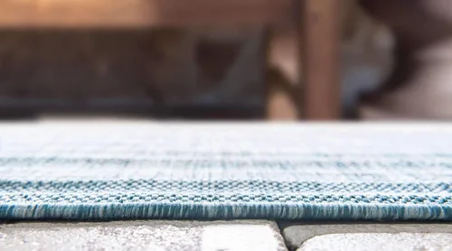 Vista 5 de Unique Loom colección Outdoor Modern - Tapete para exteriores en color degradado (2 pies x 6 pies 1 pulgada, largo, aguamarinamarfil)