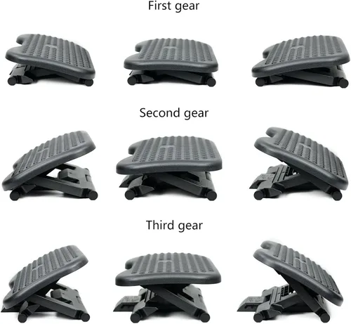 Vista 6 de Reposapiés para debajo del escritorio, altura ajustable, cómodo reposapiés con ajuste de ángulo de 30 grados para comodidad en el hogar, alivio