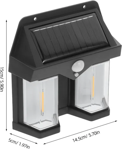 Vista 2 de SHINEOFI 2 luces solares para terraza, luces solares para exteriores, para patio, valla, pasarela, jardín, decorativas, lámparas de pared