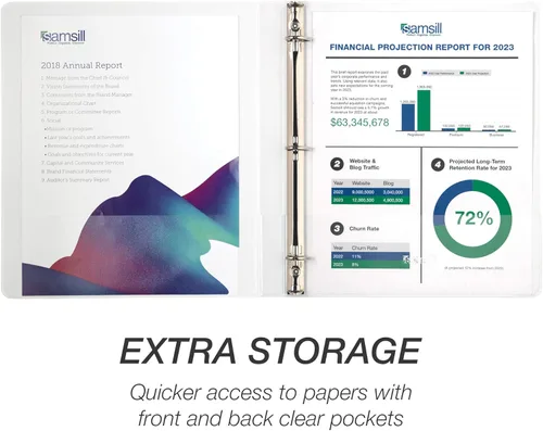 Vista 4 de Samsill - Carpeta duradera de 5 pulgadas, fabricada en los Estados Unidos, con anillos en D, transparente y personalizable, color blanco