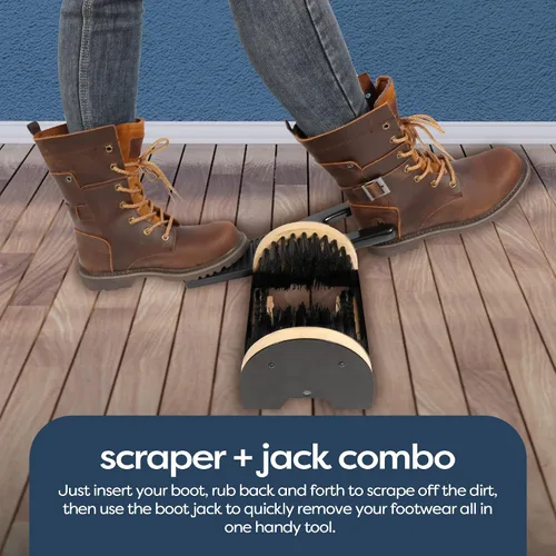 Vista 4 de SCRUBIT Cepillo raspador de botas y gato de botas - Removedor de botas para zapatos y botas de vaquero - Limpiador y extractor de botas para todo