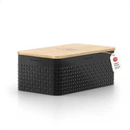 Vista 11 de LARS NYSØM Caja de pan I Caja de metal con bolsa de lino para una frescura duradera I Panera con tapa de bambú utilizable como tabla de cortar I