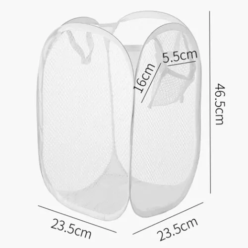 Vista 8 de Cesta de lavandería grande, con asas, cesta ligera plegable, bolsa de lavandería plegable, almacenamiento de ropa duradero, cesta de ropa alta Blanco