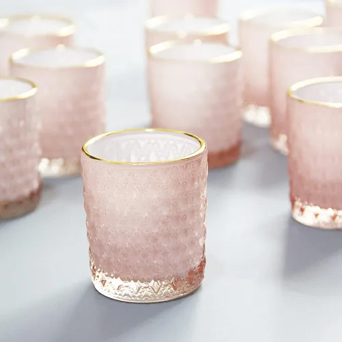 Vista 11 de SHMILMH Portavelas votivas transparentes, juego de portavelas de té de vidrio con borde para centro de mesa de boda, fiesta de cumpleaños