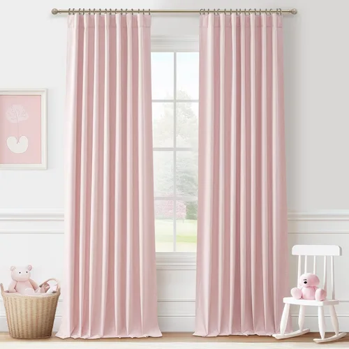 Vista 22 de Juego de 2 cortinas 100% opacas, 84 pulgadas de largo, dormitorio, estéticas, aislamiento térmico, eficiencia energética, mezcla de algodón y lino
