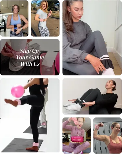 Vista 2 de Peso para Pilates Pesas ajustables para muñeca y tobillo para mujeres Brazaletes con peso 1 libra/ 2 libras cada una (Juego de 2)