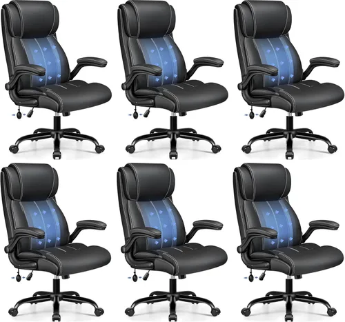 Vista 14 de BESTFAIR Silla de Oficina Ergonómica - Silla de Escritorio para Computadora, Sillas Ejecutivas de Cuero con Respaldo Alto, Soporte Lumbar Ajustable
