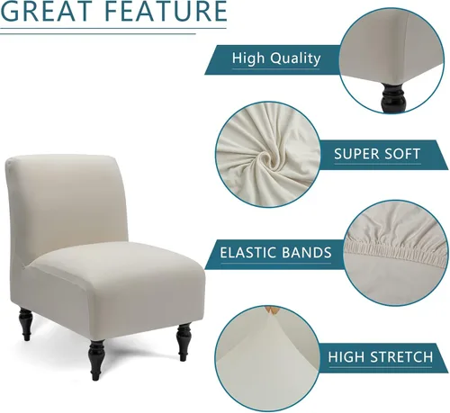 Vista 5 de Liykimt Funda para Silla de Acento sin Brazos Slipcover, Funda Slipcover para Silla Slipper de Spandex Elástico Extraíble para Silla sin Brazos