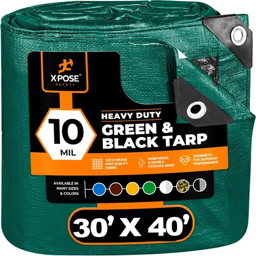 Vista 73 de Lona de Polietileno de Servicio Pesado - 5' X 7' - 10 Mil de Grosor Impermeable, Cubierta Protectora Bloqueadora de UV - Reversible Verde y Negro