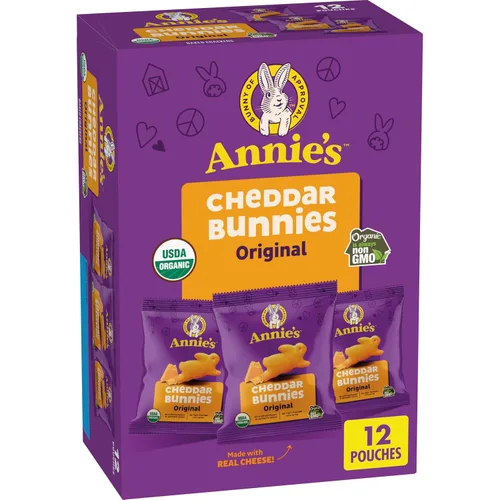 Vista 35 de Annie's Organic Friends Bunny Grahams, bocadillos Graham horneados con chispas de chocolate, chocolate y miel, 12 bolsas, 12 onzas