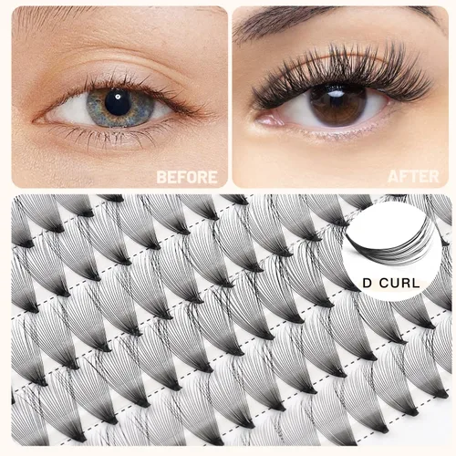 Vista 2 de Bodermincer 200 extensiones de pestañas postizas de volumen 20D de 0.003 in, 0.315-0.630 in para elegir, pestañas postizas individuales suaves
