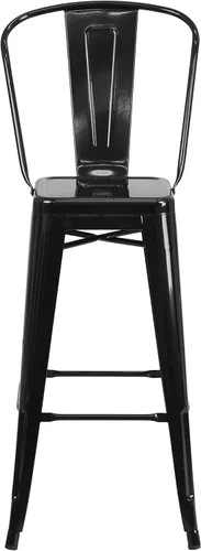 Vista 5 de Taburete Flash Furniture de bar, hecho de metal para interior y exterior, Metal, Negro