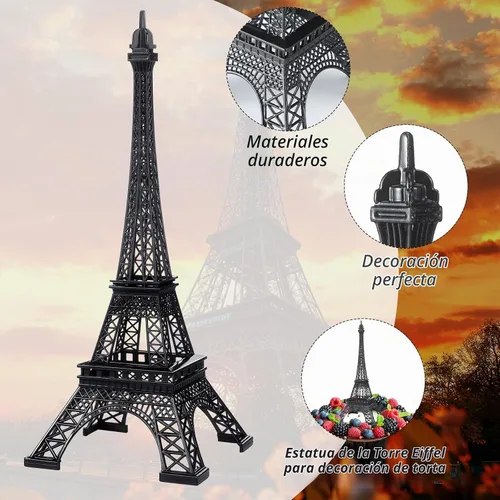 Vista 3 de DoubleFill 2 piezas de torre Eiffel de metal modelo de 10 y 15 pulgadas con Negro