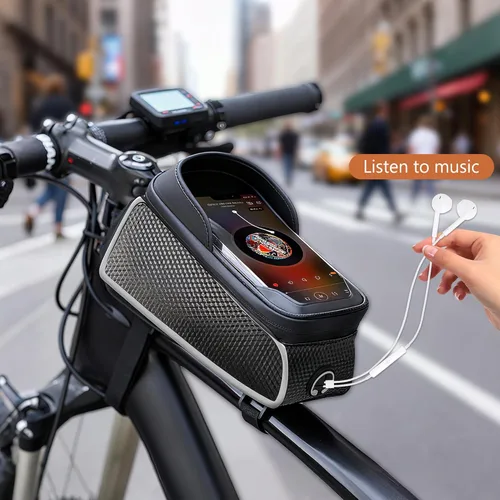 Vista 7 de Bolsa impermeable para cuadro de bicicleta SunHalo Gear, bolsa frontal para manillar de bicicleta, bolsa para teléfono de bicicleta de montaña